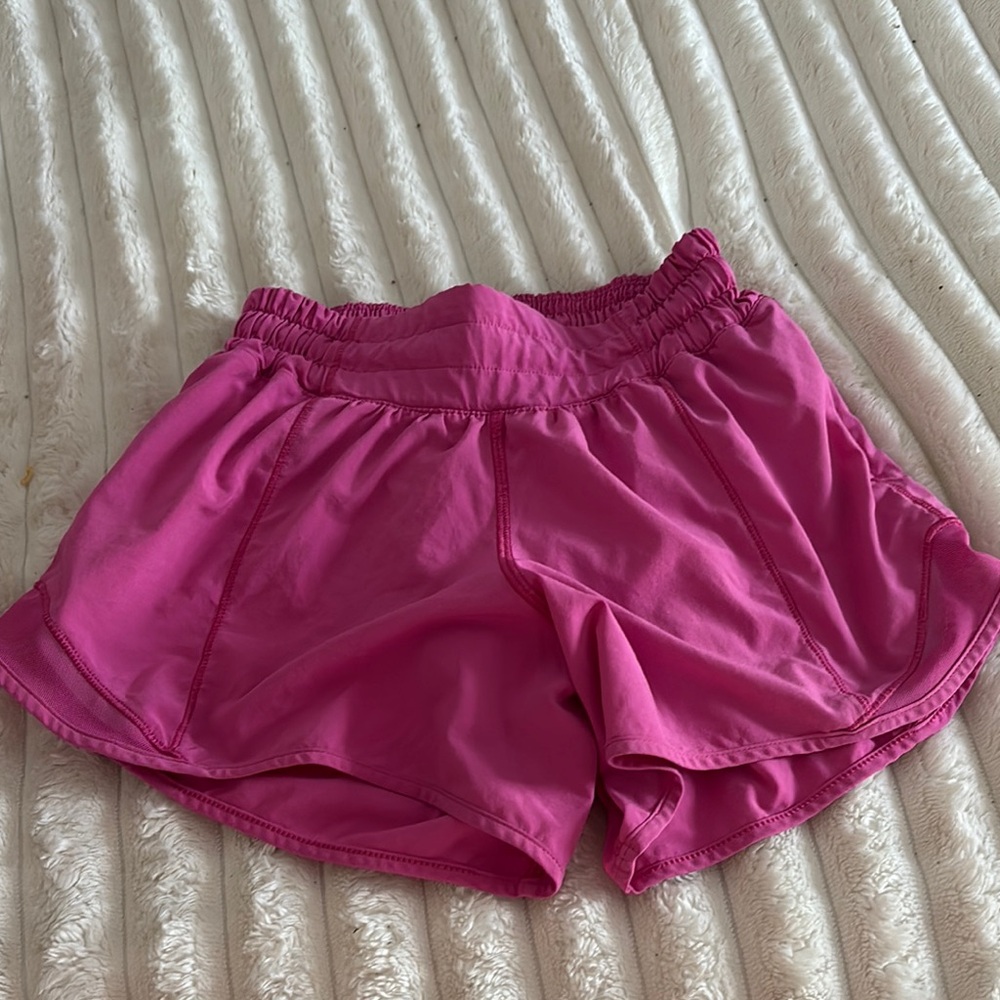 Lululemon 4 inch sonic pink low rise shorts